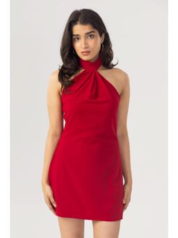 PAST MODERN - Red Scarf Wrap Mini Dress