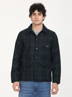 Levi's - Men Plaid Navy Blue Spread Collar Shacket