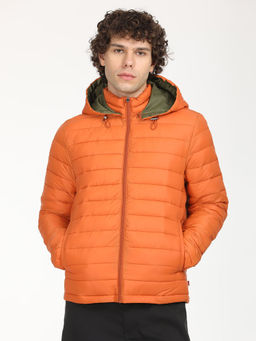 Levi's - Men Quilted Orange Hooded Puffer Jacket