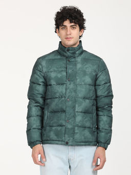 Levi's - Men Printed Green High Neck Puffer Jacket