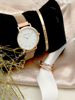 Joker and Witch - Joker & Witch White Stainless Steel Watch and Bracelet With Ring (Set of 3)