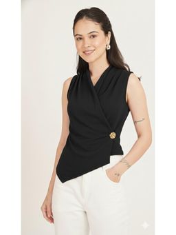 Twenty Dresses by Nykaa Fashion - Black V-Neck Top in Soft Ballentine Fabric