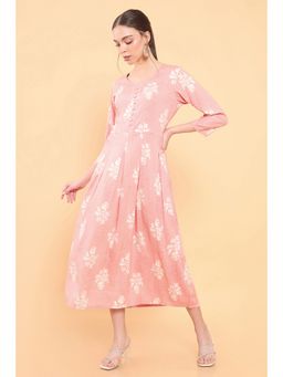 Soch - Women Pink Rayon Printed Kurta