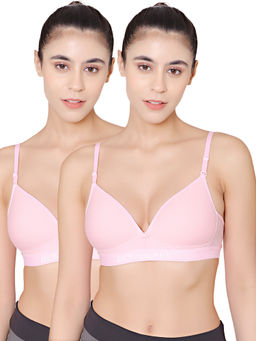 Bodycare - Seamless Wire Free Padded Sports Bra-Pack Of 2 - Pink