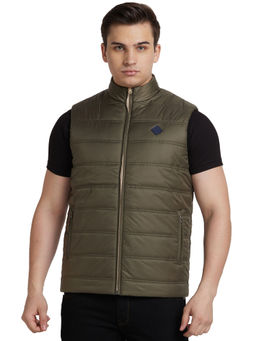 Park Avenue - Regular Fit Solid Dark Olive Jacket