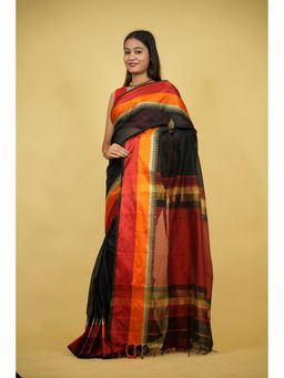 Isadora Life - Black Stripes Pre-Draped Saree with Unstitched Blouse