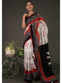 Isadora Life - Multi-Color Printed Pre-Draped Saree with Unstitched Blouse