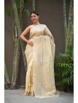 Isadora Life - Gold Woven Pre-Draped Saree with Unstitched Blouse