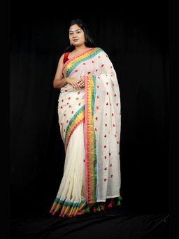 Isadora Life - Multi-Color Geometric Pre-Draped Saree with Unstitched Blouse