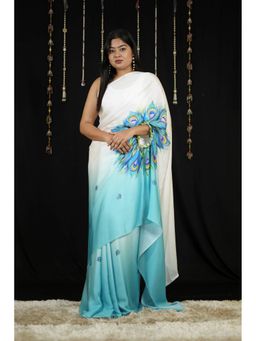 Isadora Life - Multi-Color Printed Pre-Draped Saree with Unstitched Blouse