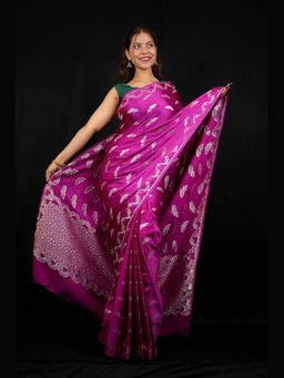 Isadora Life - Pink Woven Pre-Draped Saree with Unstitched Blouse