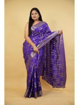 Isadora Life - Blue Woven Pre-Draped Saree with Unstitched Blouse