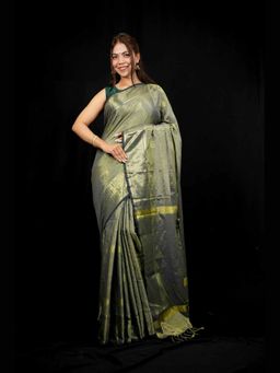 Isadora Life - Metallic Woven Pre-Draped Saree with Unstitched Blouse