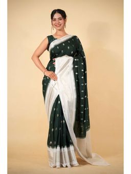 Isadora Life - Black Woven Pre-Draped Saree with Unstitched Blouse