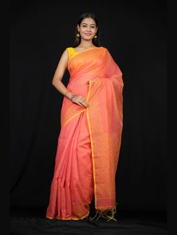 Isadora Life - Yellow Embroidered Pre-Draped Saree with Unstitched Blouse