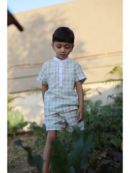 Funny Bones - Verdant Checks Pure Linen Co-Ord (Set of 2)