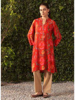 Lakshita - Red Printed Chanderi Kurta for Women