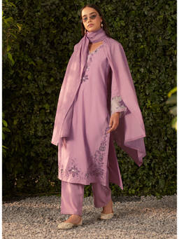 Lakshita - Pink Embroidered Cotton Kurta With Pant And Dupatta For Women (Set of 3)