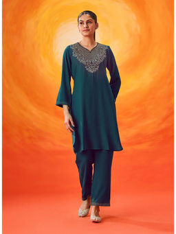 Lakshita - Grey Zari Embroidered Kurta and Pant