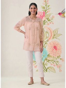 Lakshita - Baby Pink Embroidered Chiffon Top