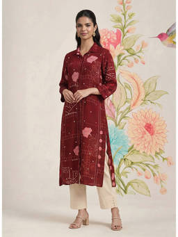 Lakshita - Bani Maroon Printed Straight Kurta