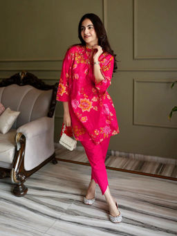 Lakshita - Chandrika Red Floral Printed Cotton Co-Ord Set