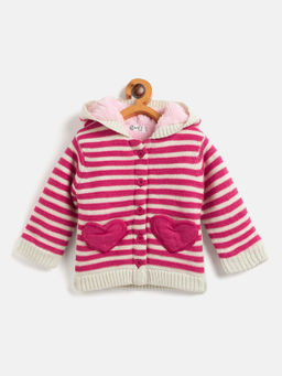 JWAAQ - Pink Full Sleeve Fur Lined Winter Sweater