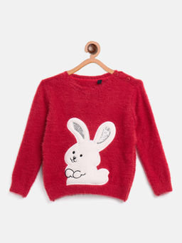 JWAAQ - Girls Red Full Sleeve Winter Sweater