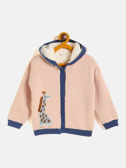 JWAAQ - Kids Unisex Peach Full Sleeve Fur Lined Winter Sweater