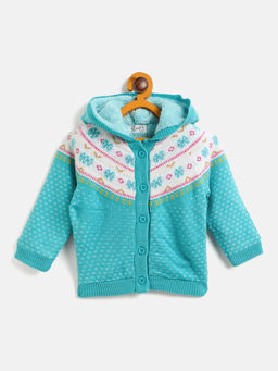 JWAAQ - Blue Full Sleeve Fur Lined Winter Sweater