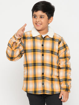 JWAAQ - Boys Mustard Full Sleeve Fur Lined Winter Bomber Jacket