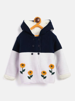 JWAAQ - Navy Blue Full Sleeve Fur Lined Winter Sweater