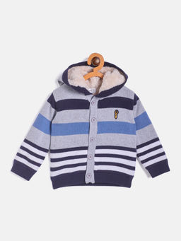 JWAAQ - Blue Full Sleeve Fur Lined Winter Sweater