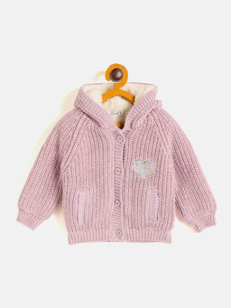 JWAAQ - Pink Full Sleeve Fur Lined Winter Sweater