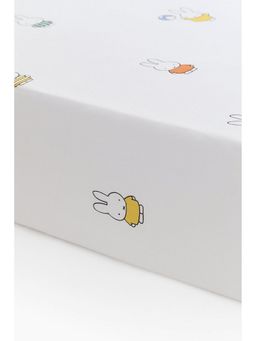 H&M - White Printed Cotton Fitted Sheet