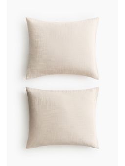H&M - Beige 2-Pack Cotton Muslin Pillowcases