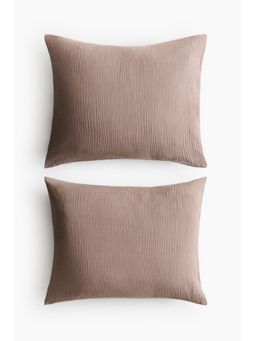H&M - Brown 2-Pack Cotton Muslin Pillowcases