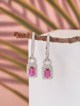 Ornate Jewels - 925 Silver 0.25 Carat Red Ruby Bali Hoop Earring For Women & Girls (One Size)