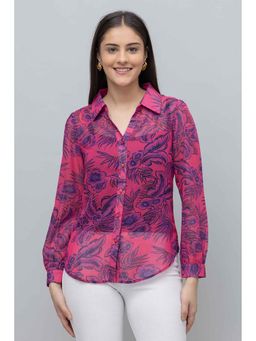 PURYS - Women Pink Floral Print Shirt