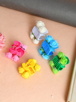 Silvermerc Designs - Flower Embellished Claw Clip Hair Accessory (Pack of 5)