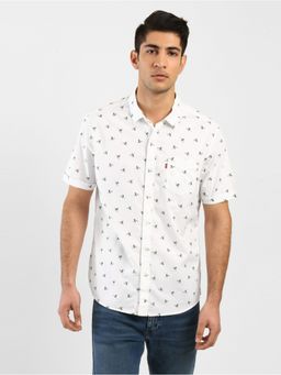 Levi's - Men White Black Slim Fit Casual Shirt