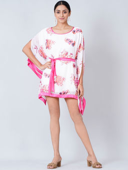 First Resort by Ramola Bachchan - Pink Floral Kaftan Tunic