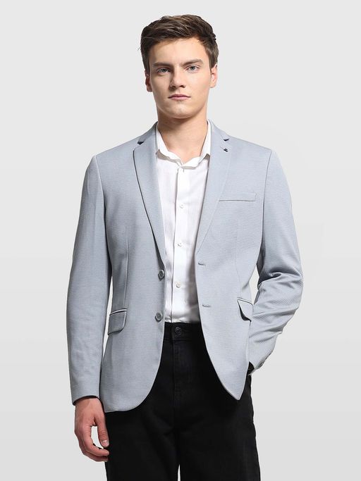 Arrow Grey Textured Zero Calorie Slim Fit Bazer
