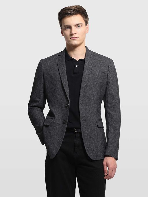 Arrow Grey Heathered Zero Calorie Slim Fit Textured Blazer