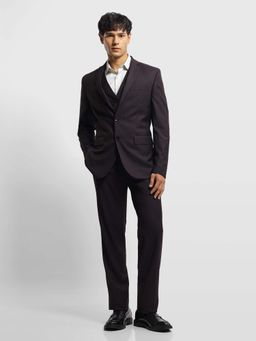 Arrow - Purple Tailored Fit Self Design Three Piece Suit