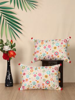 SHADES OF LIFE - Cotton Decorative Multi Color Cushion Covers (Multi Color Emb 16 x 16)