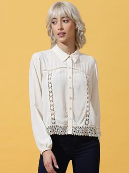 ONLY - Women Solid Off White Shirt