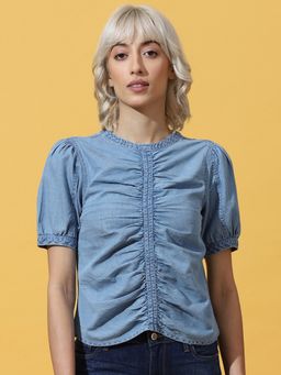 ONLY - Women Solid Blue Top