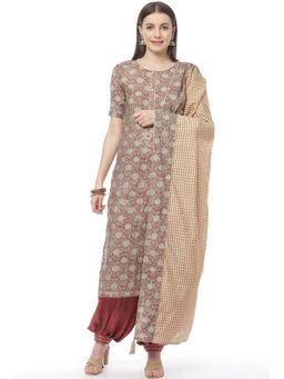 Biba - Indigo Art Silk Unstitched Suit Set (Set of 3)