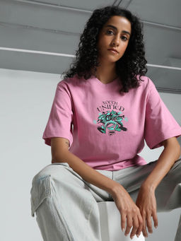 Puma - Downtown Relaxed Graphic Women's Pink T-Shirt